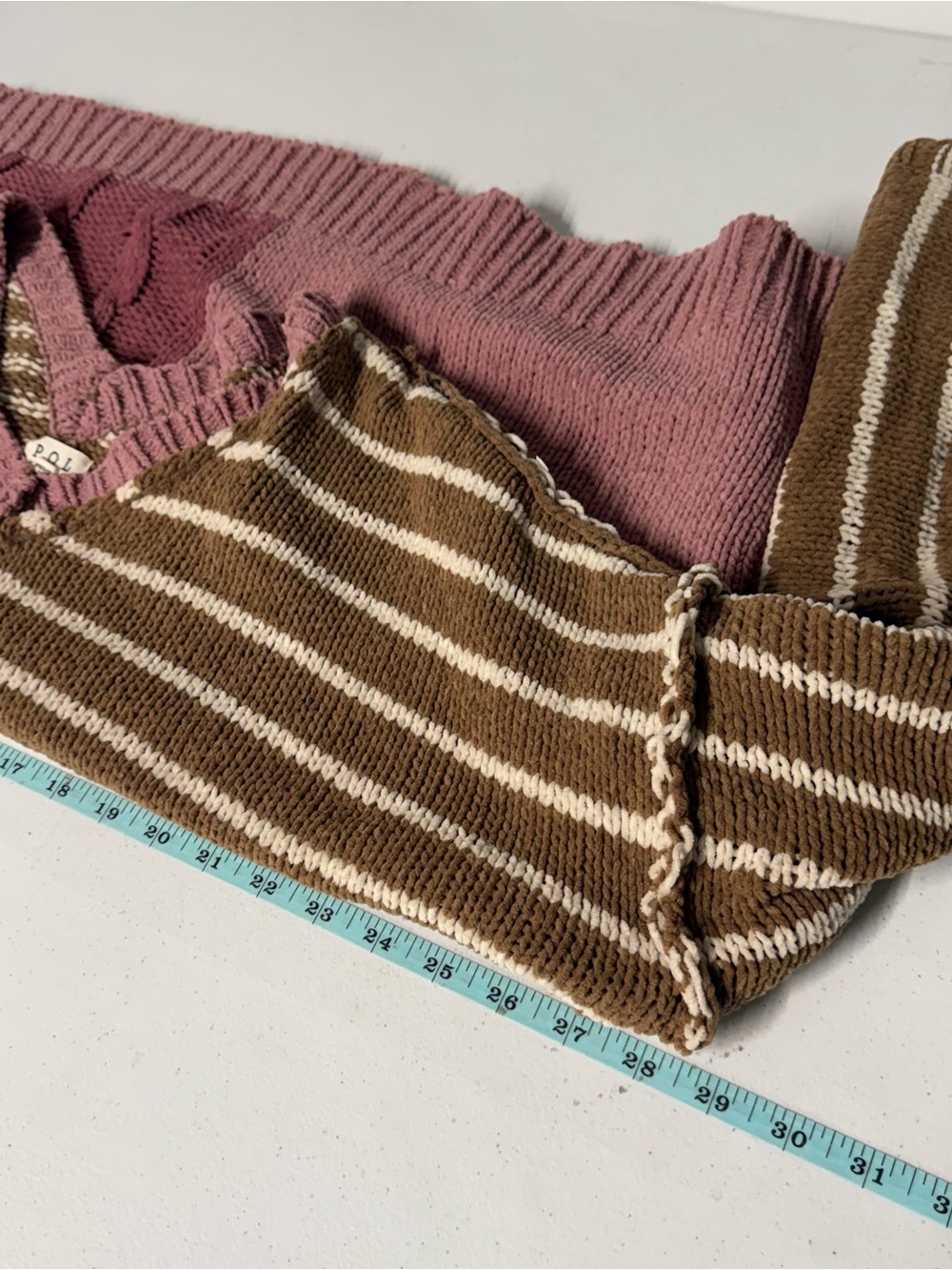 Pol Chenille Pink And Brown Floral Contrast Color Block Crochet OverSized M - Picture 3 of 14